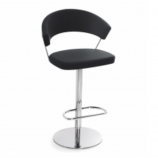 Connubia Calligaris New York - Adjustable Stool In Leather & P77 Chromed Frame