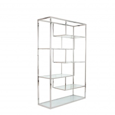 Display Unit In Clear Glass & Stainless Steel Frame - Rhombus