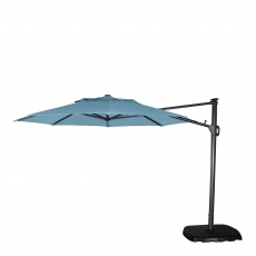St Tropez - 3.3m Round Parasol in Duck Egg Blue With LED Lights Including Cover Sand & Water Base