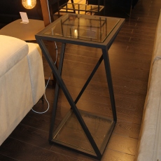Padua - X Frame End Table With Clear Glass Top & Black Steel Frame 40x85cm