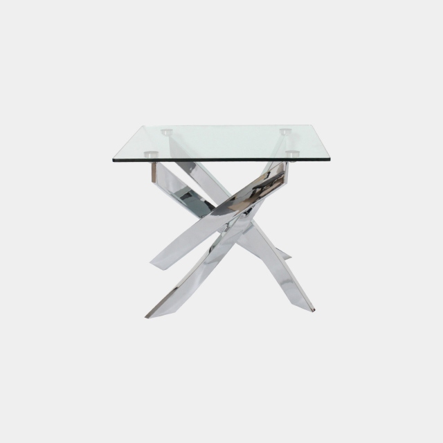 Square Lamp Table In Glass & Chrome Finish Base - Puzzle