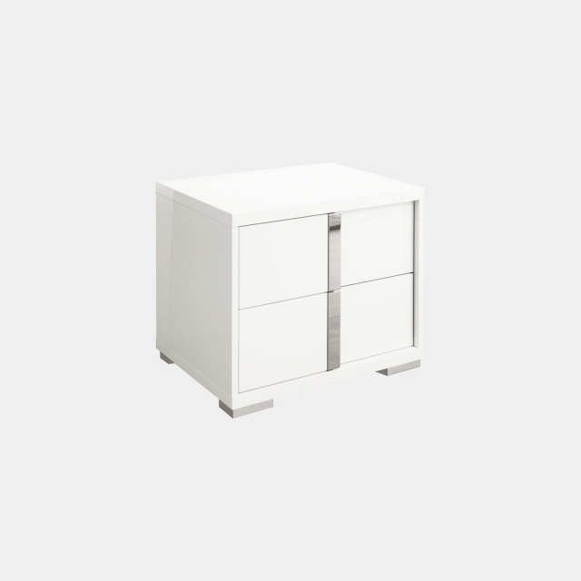 2 Drawer Left Night Stand In White High Gloss - Selina