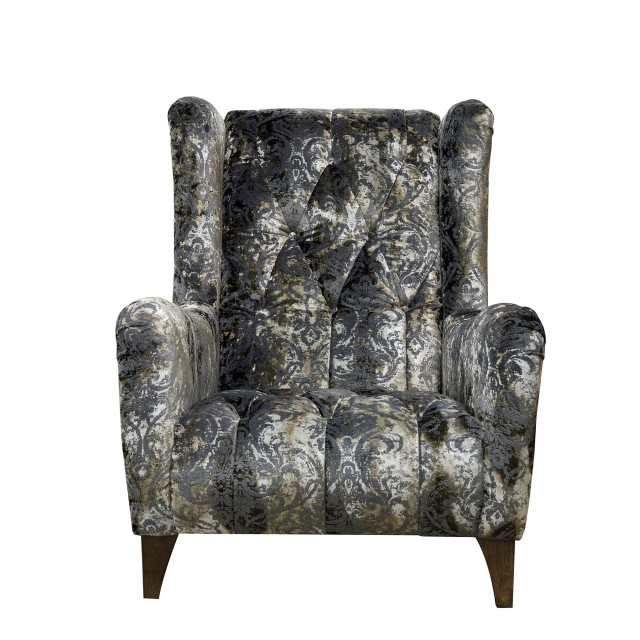 Accent Chair In Fabric Grade D Brocade Bronze with Dark Wood Feet - Washington