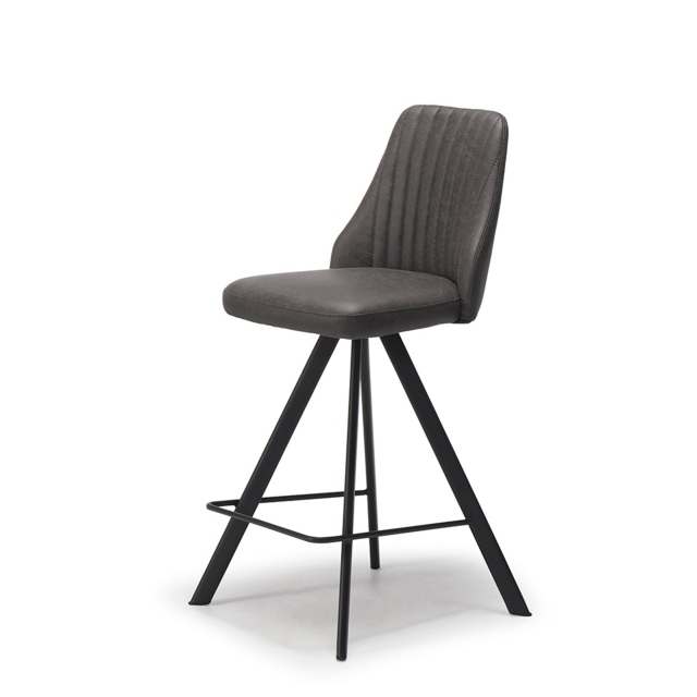 Swivel Dining Chair In Faux Leather Dark Grey - Hilton