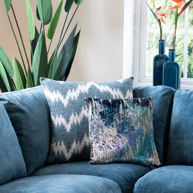 Blue Textured Cushion Large - Oksana