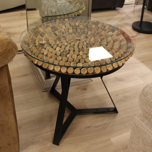 Round Lamp Table Reclaimed Bamboo Top - Item as Pictured - Largo