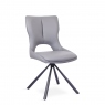 180cm Dining Table Matt Grey Sintered Stone & 6 Swivel Dining Chairs In Dark Grey PU - Grigio