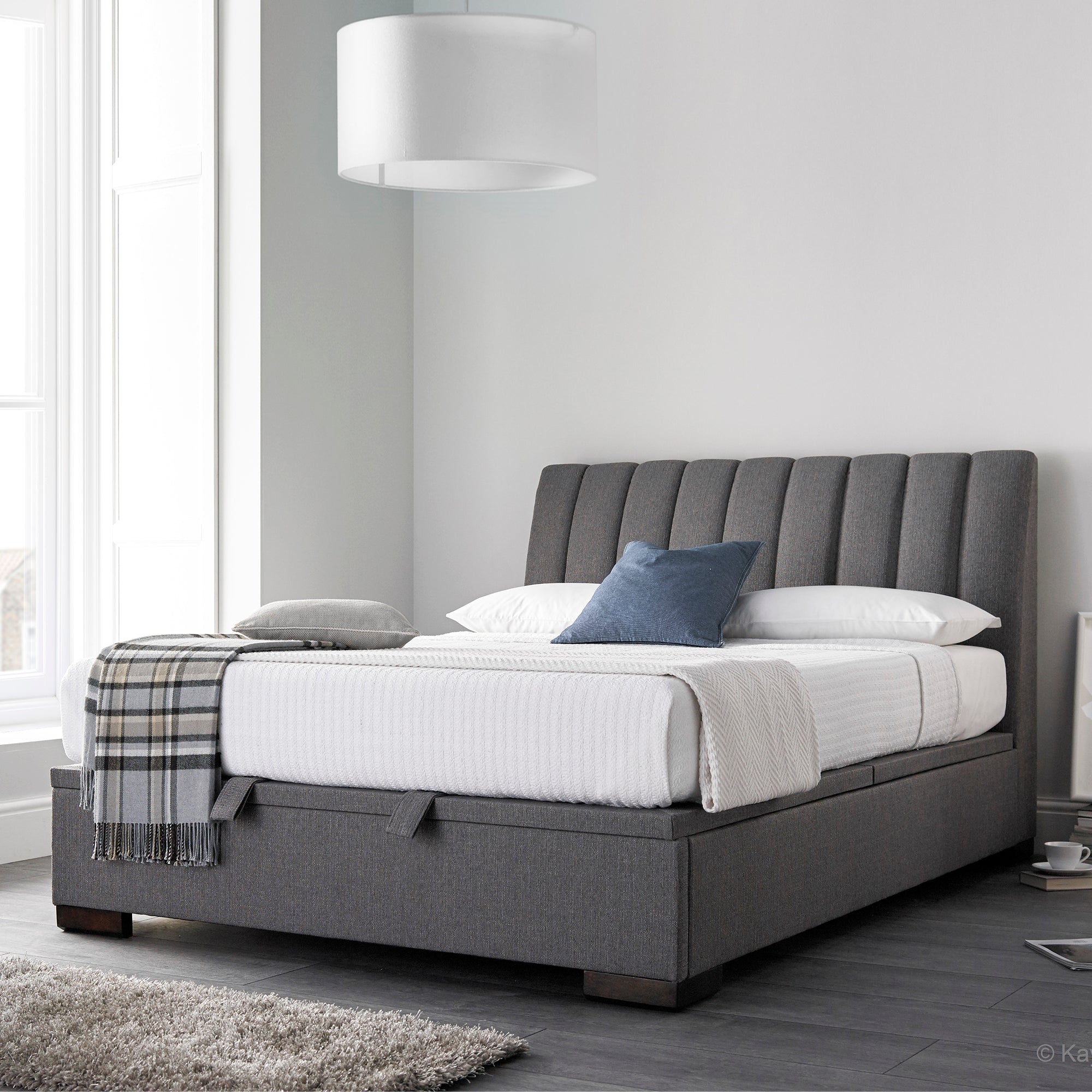 Vernon - Ottoman Bed Frame In Elephant Double - 140 x 230cm