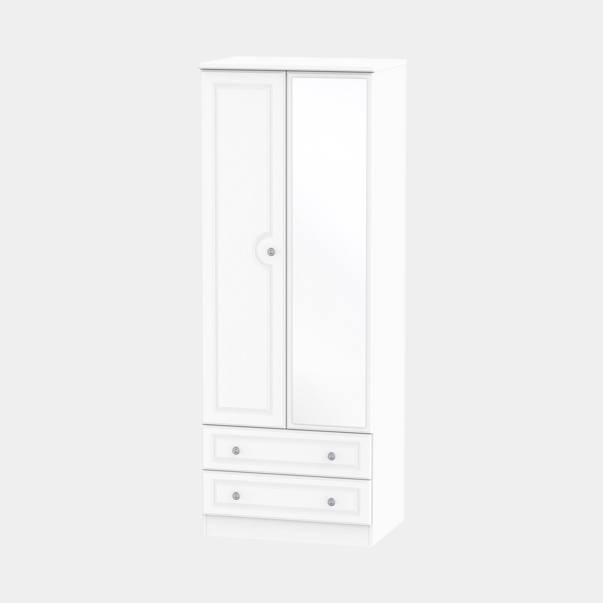 Ashford - Tall 2 Door/2 Drawer Mirror Robe In White