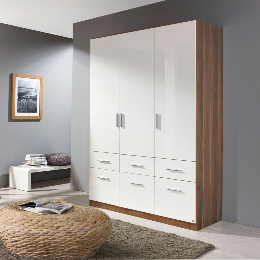 Amalfi - 3 Door 1 Mirror 6 Drawers Hinged Combi Robe Height 210cm