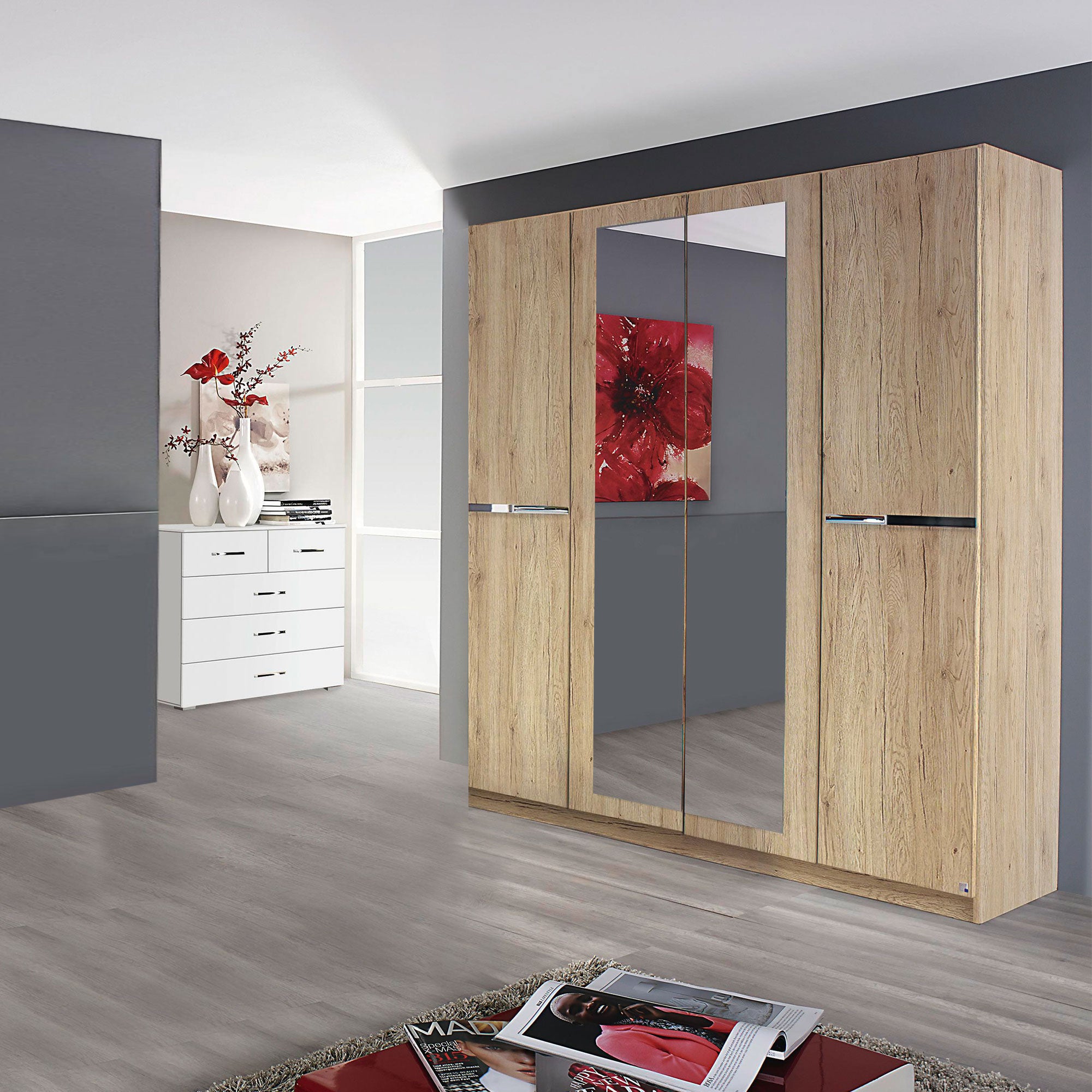 Alpen - 2 Door/4 Drawer Combi Chest In A4M06 Sonoma Oak