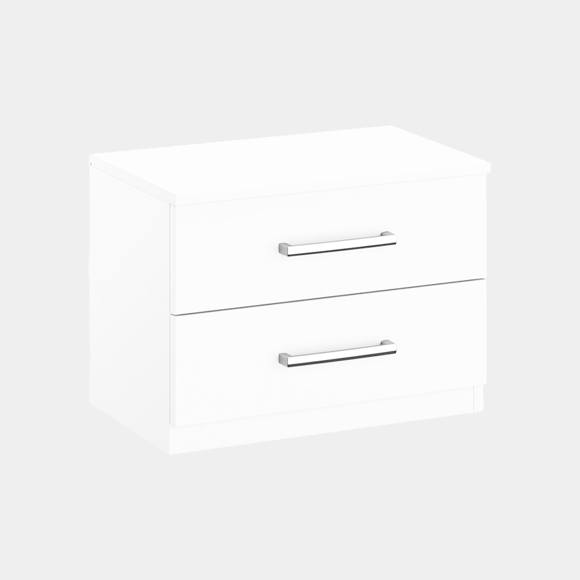 Alpen - 50cm 2 Drawer Bedside Table In AN806 Alpine White