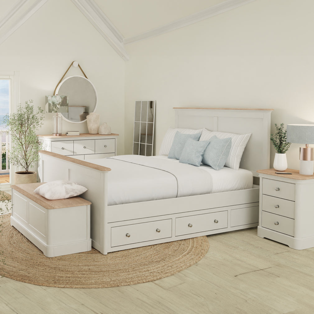 Aylesford - Double (135cm) Panel Bedframe With Solid Oak Top