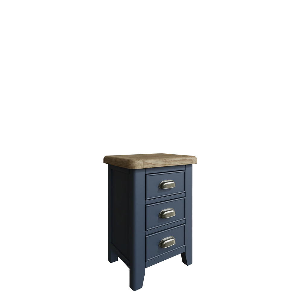 Farringdon - 3 Drawer Bedside Blue Finish With Oak Top