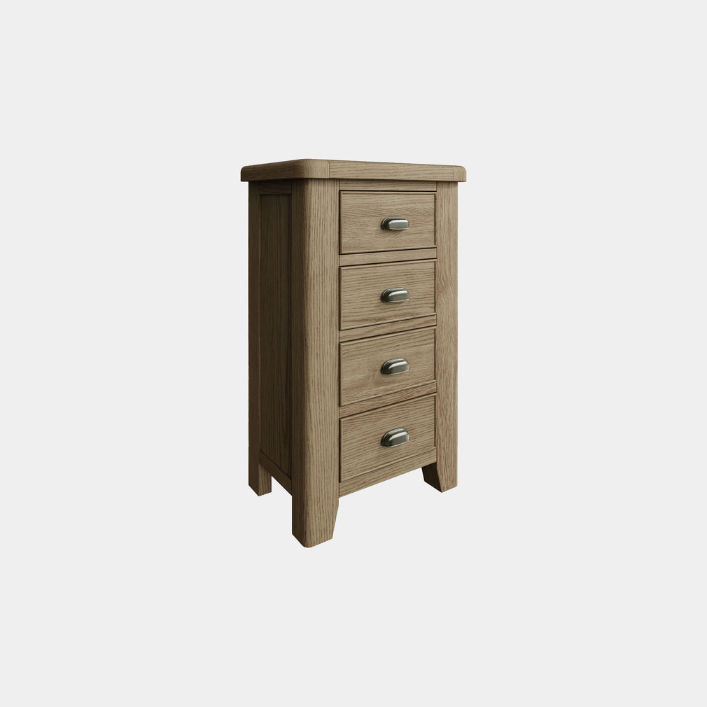 Farringdon - 4 Drawer Narrow Chest Oak Finish