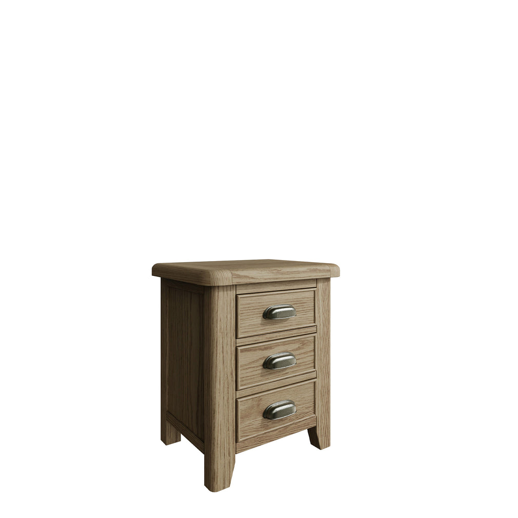 Farringdon - Large 3 Drawer Bedside Oak Finish