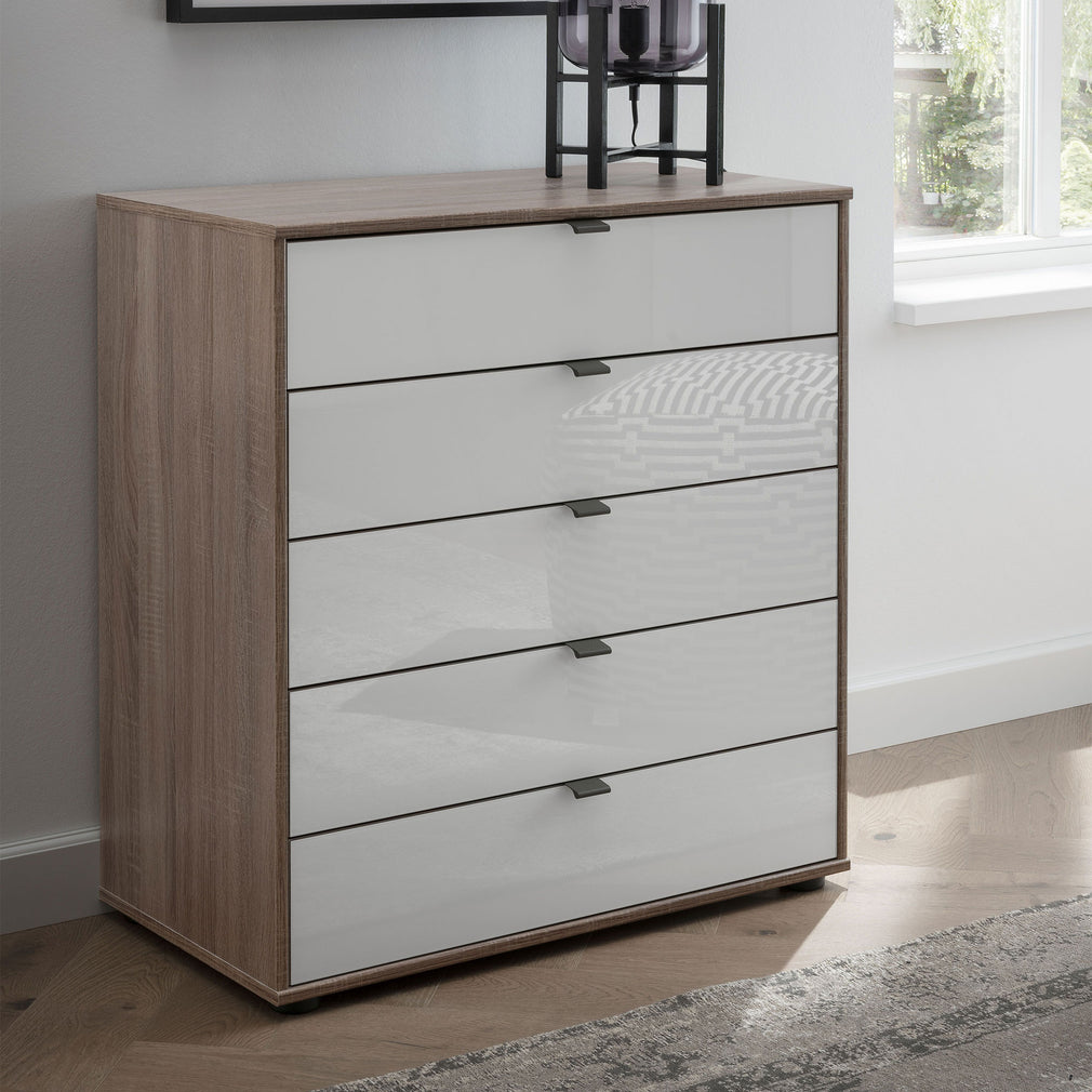 Florida - 5 Drawer Chest (W40cm), Glass Front