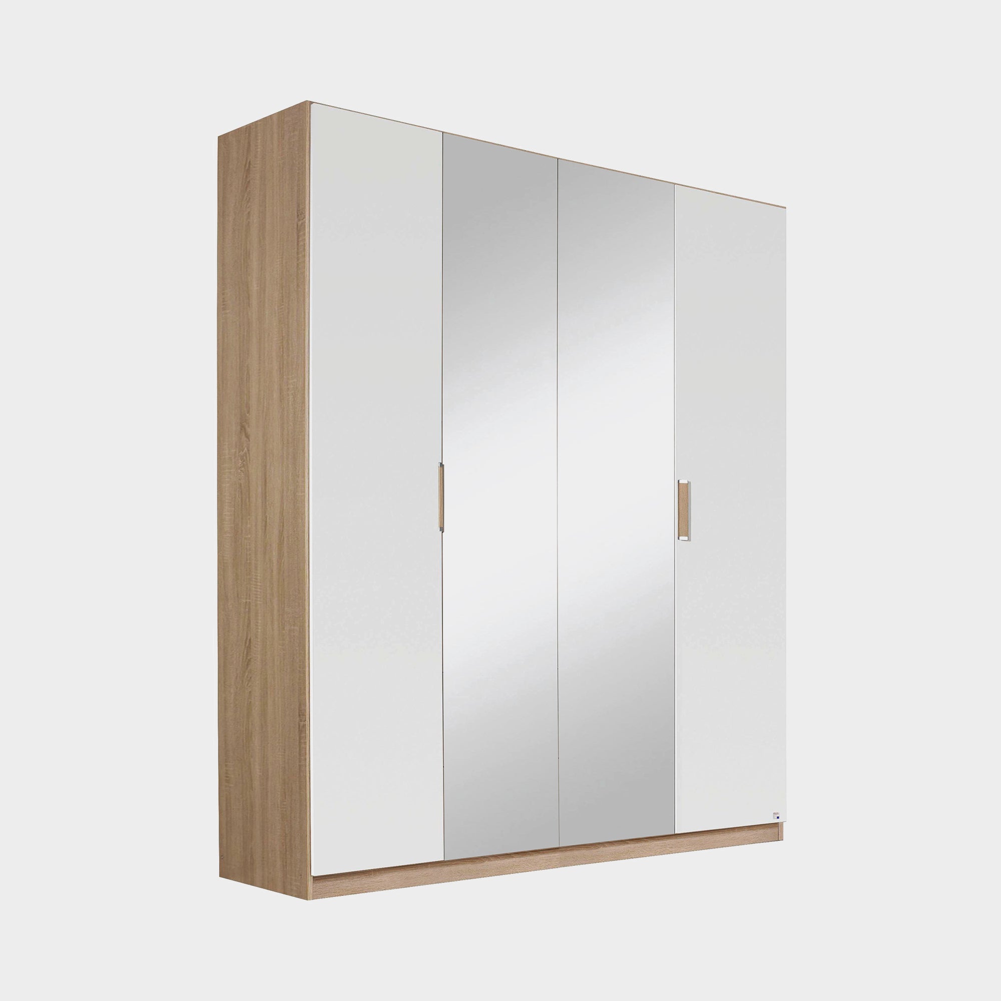 Gamma - 181cm Hinged 4 Door 2 Mirror Robe In Glass With Vertical Trim 52G4