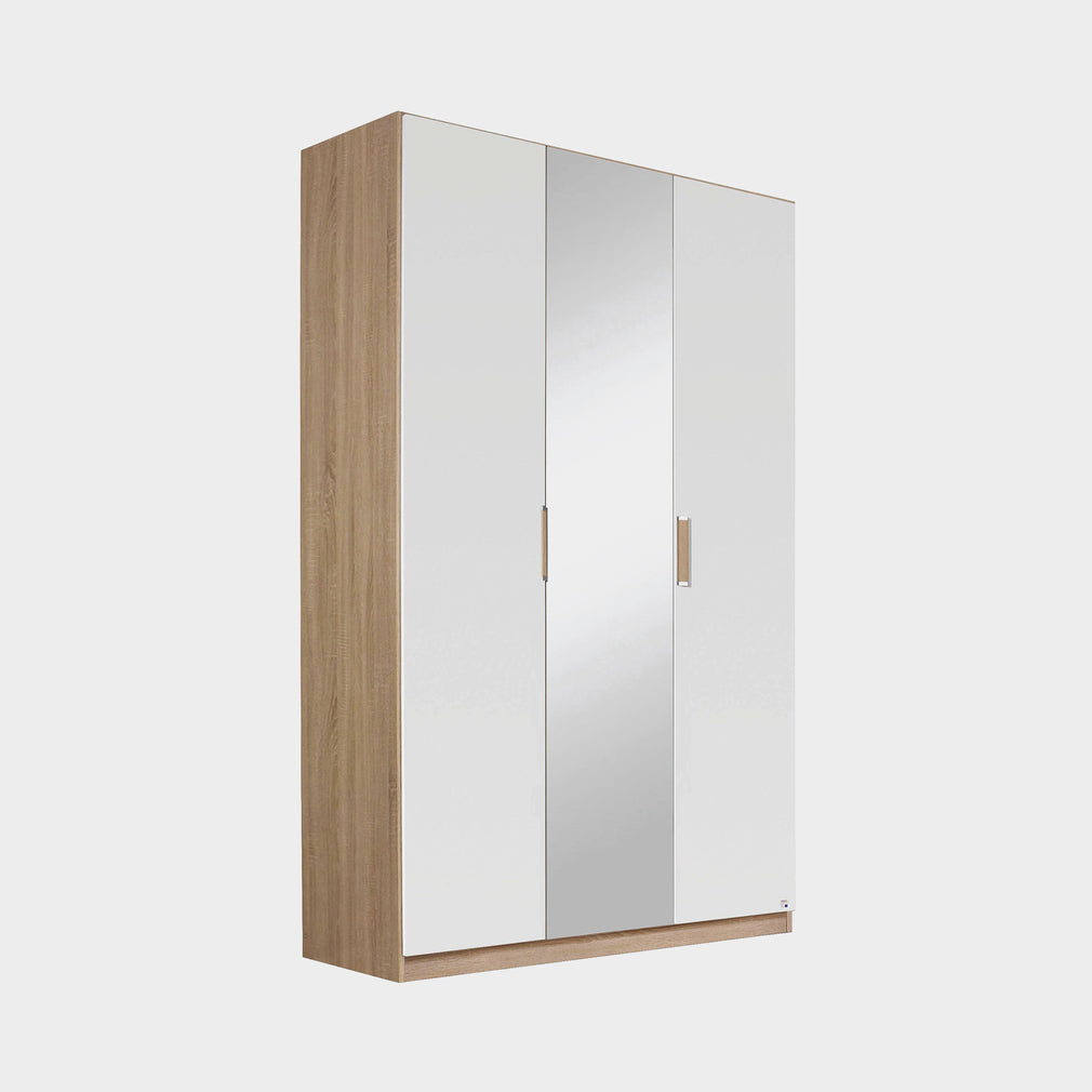 Gamma - 136cm Hinged 3 Door 1 Mirror Robe In Glass With Vertical Trim 52G3