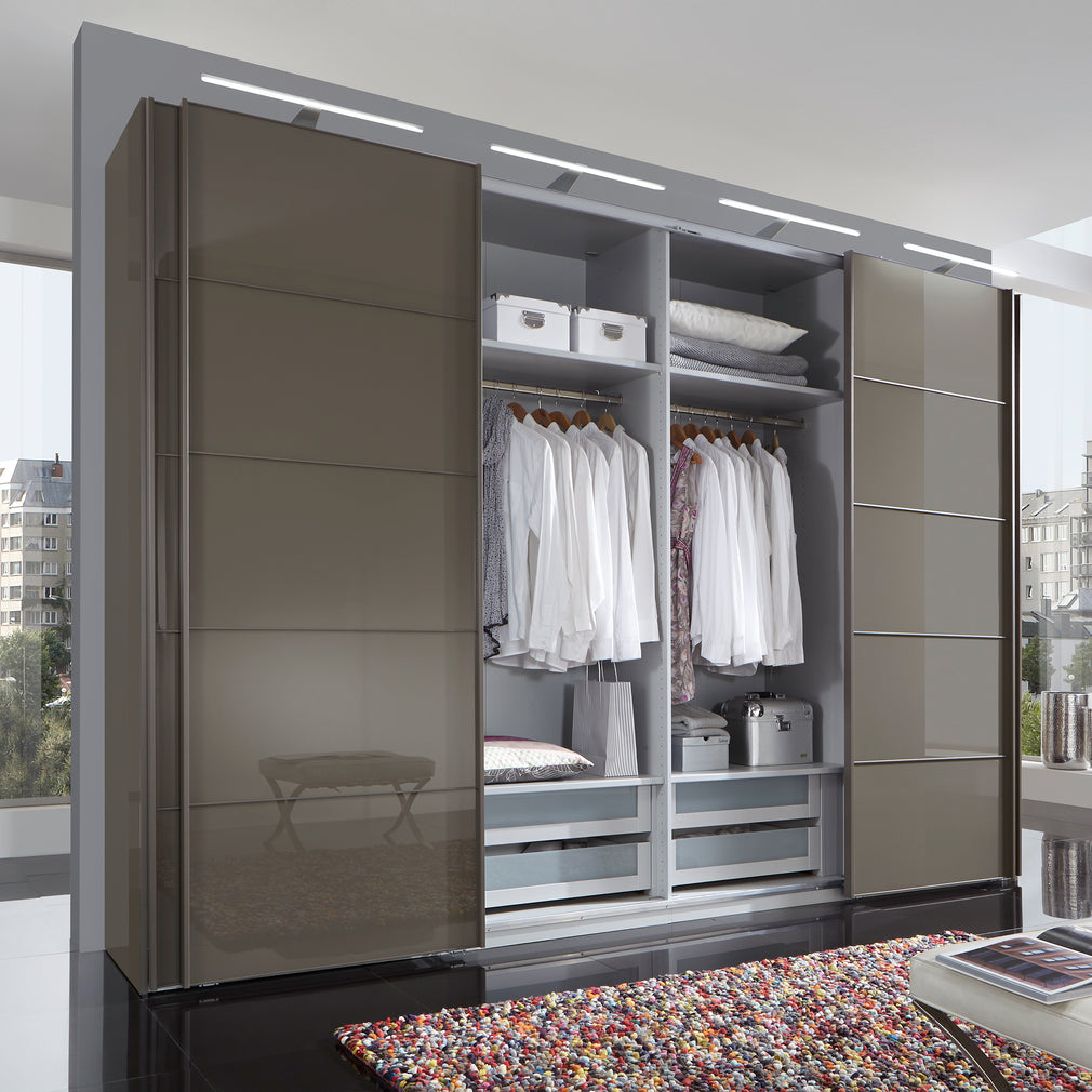 Hilton - 200cm Sliding-Door Wardrobe With 2 Glass Doors In Havana Finish