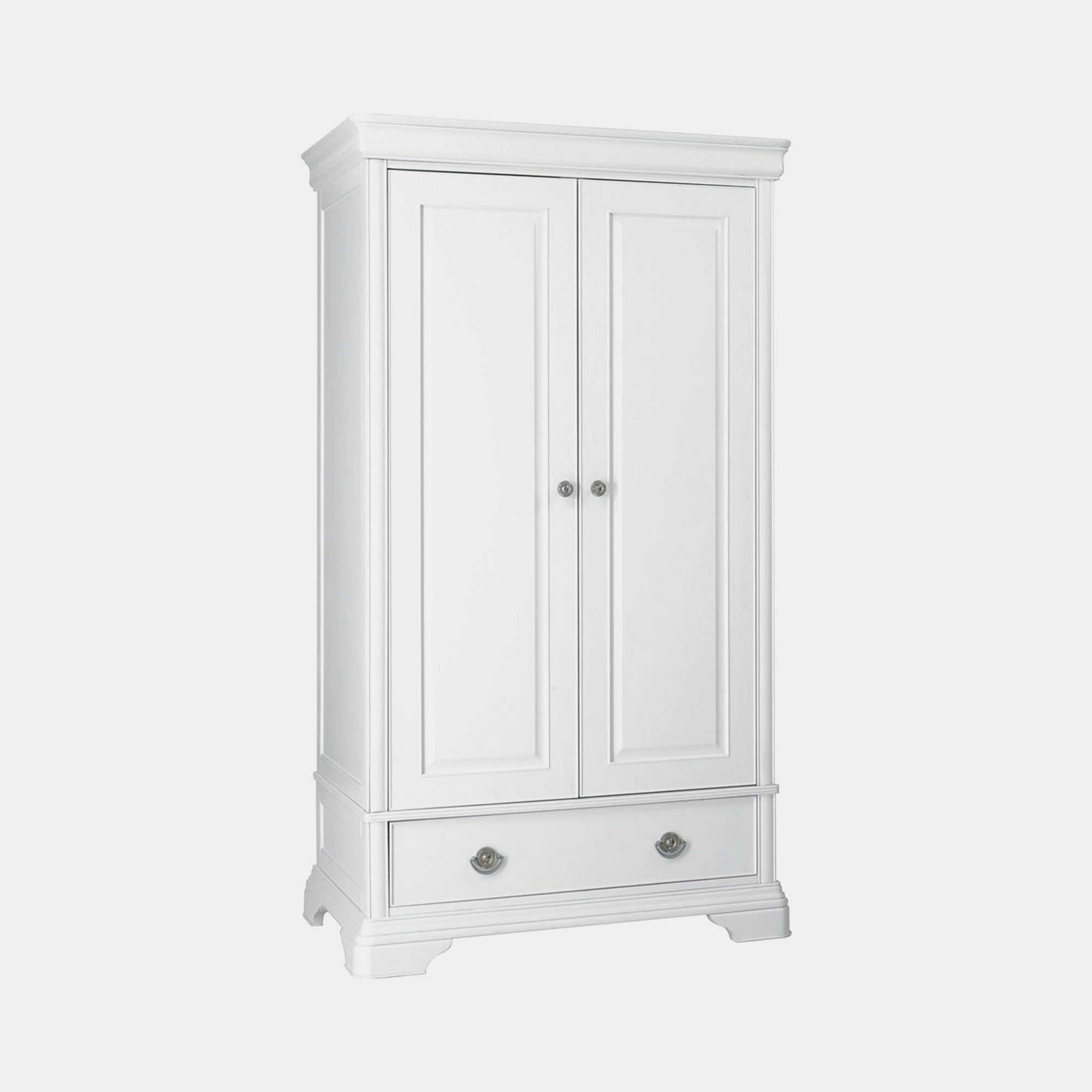 9016-82 Double Wardrobe White Finish (Top Supplied Packed Flat-Base Assembled)
