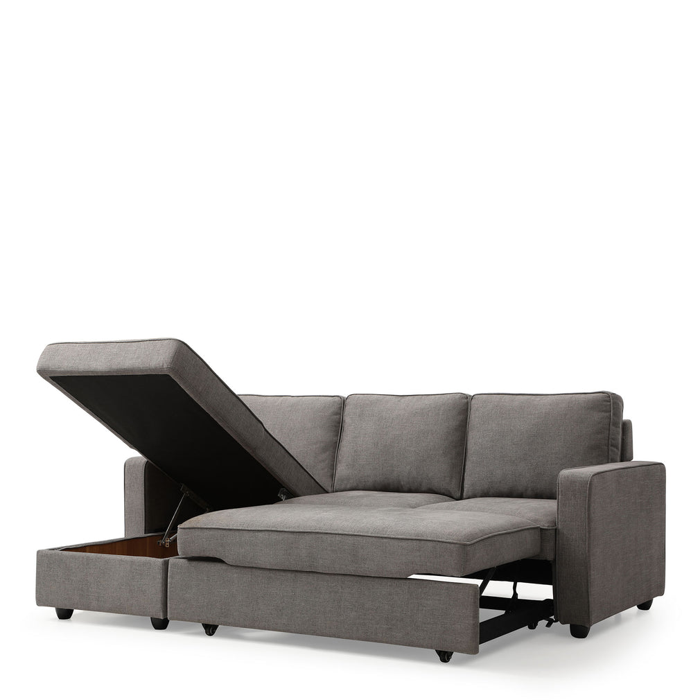 Corner Storage Sofa Bed In Fabric Grey