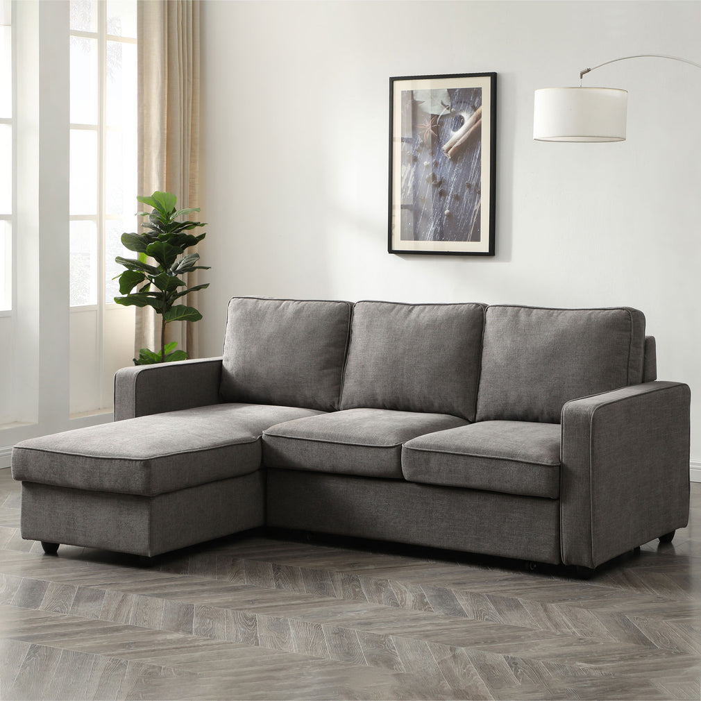 Maddox - Reversible Chaise Storage Sofabed In Fabric Grey