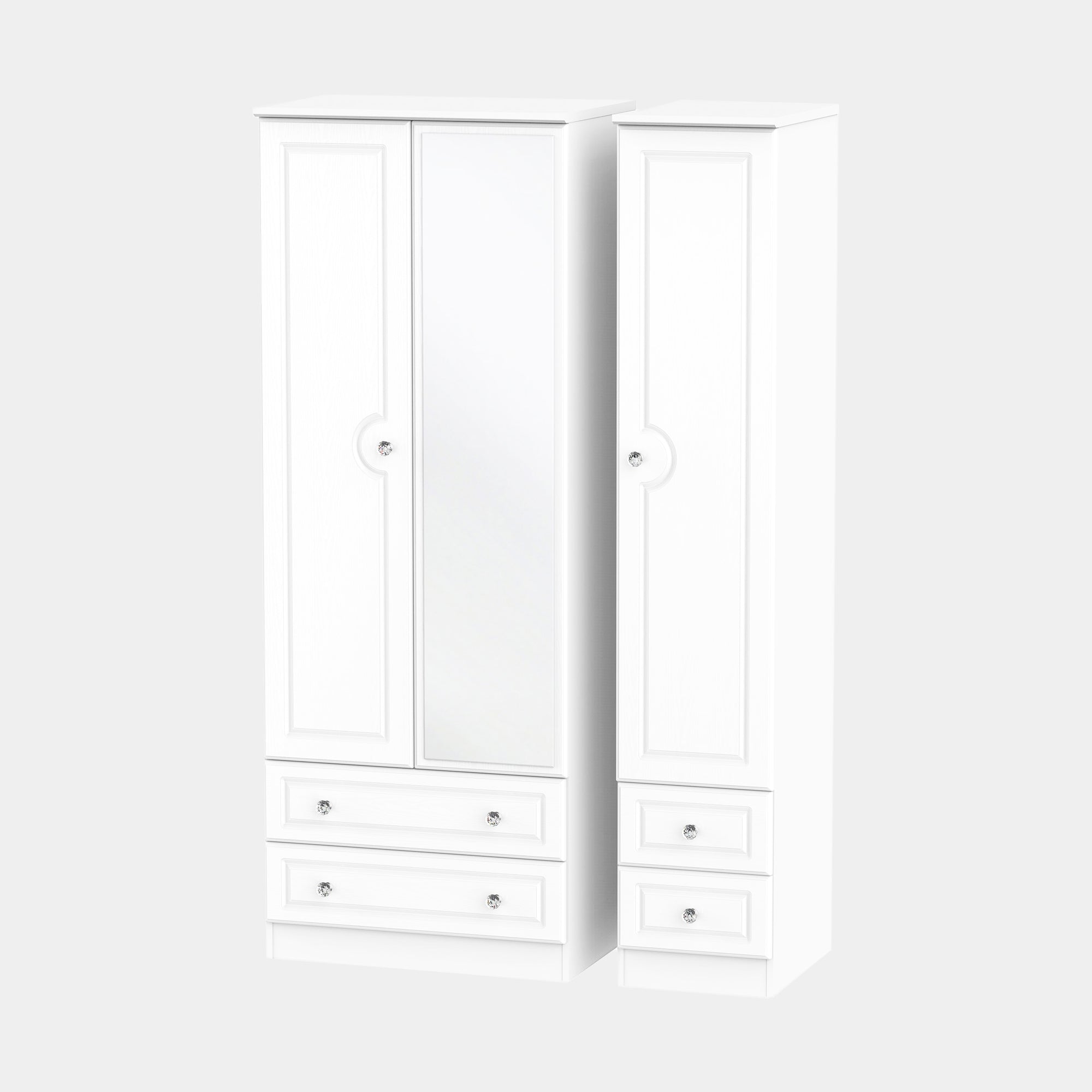 Penshurst - Triple 2+2 Drawer Mirror Robe In White