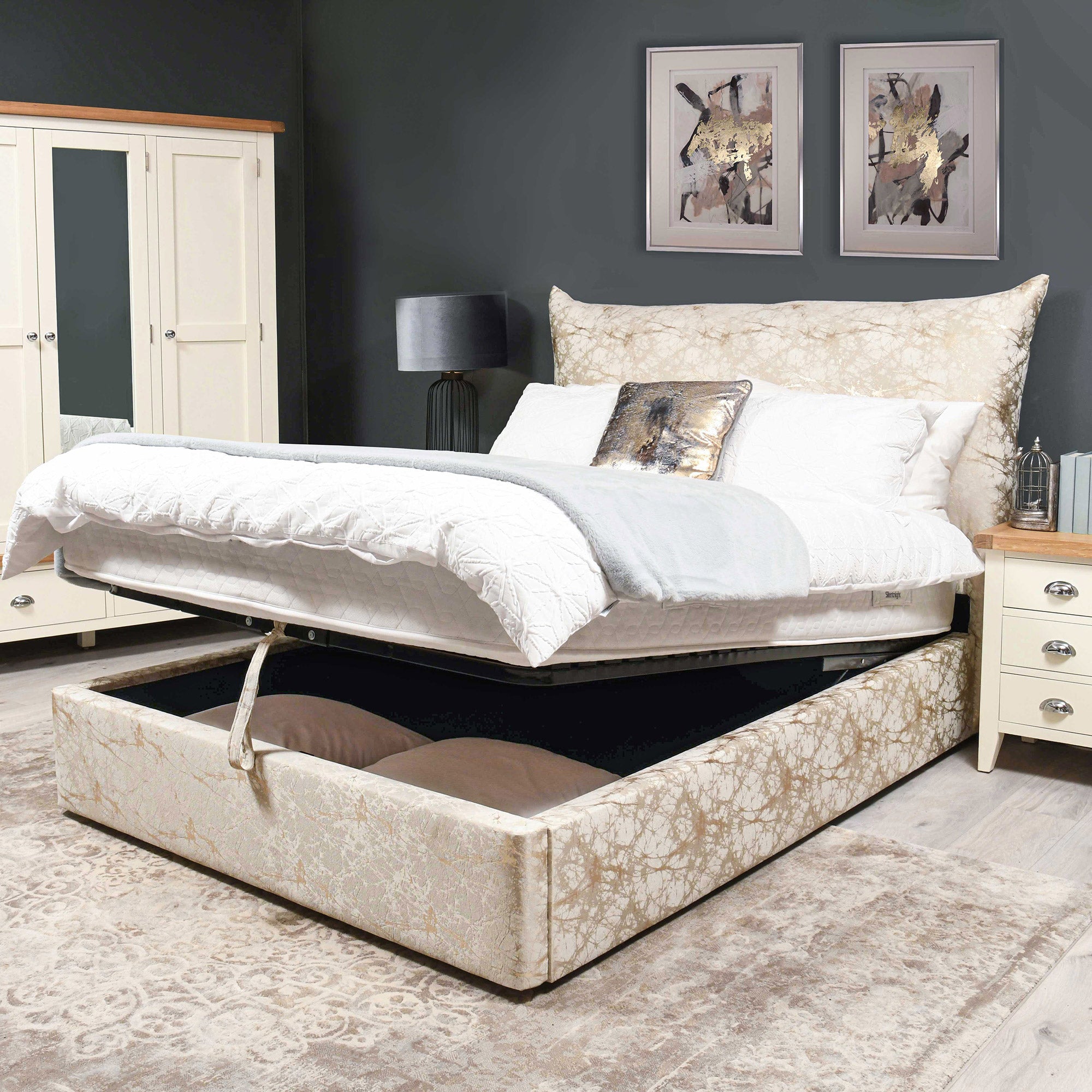 Romeo - Bed Frame Ottoman Double (135cm) In Standard Fabric