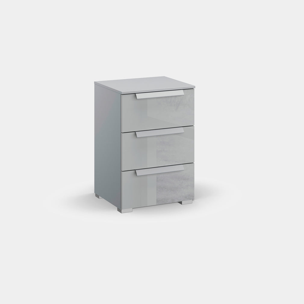 Santorini - 40cm 3 Drawer Bedside With Colour Glass Front