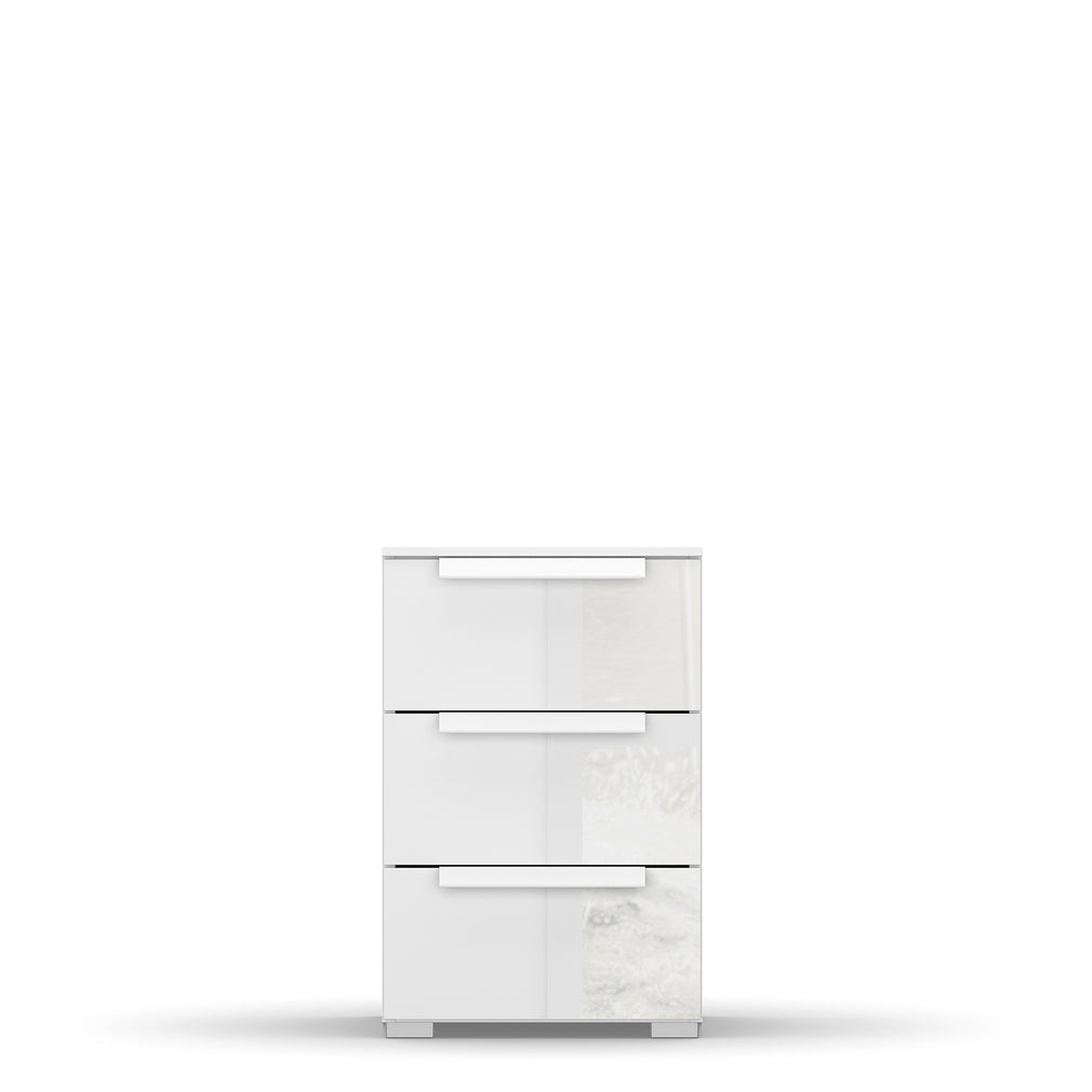 Santorini - 40cm 3 Drawer Bedside With Colour Glass Front