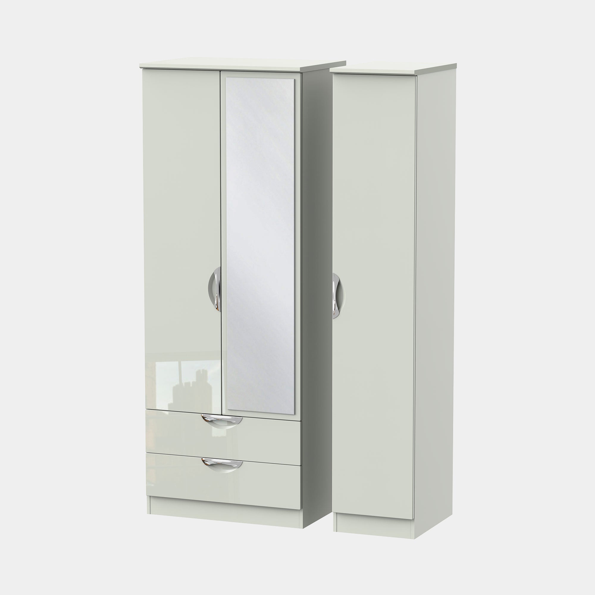 Stanford - Tall Triple 2 Drawer Mirror Robe