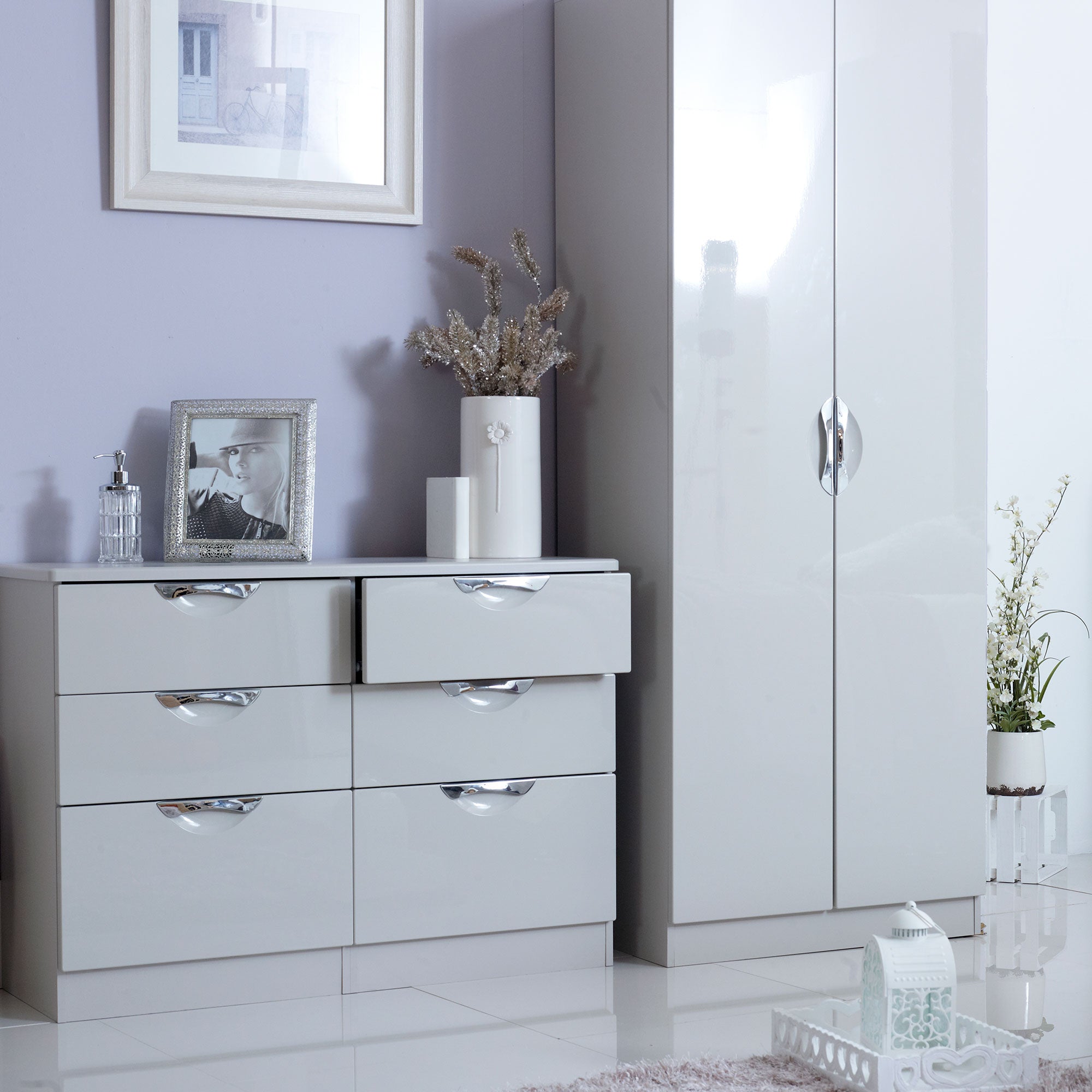 Stanford - Tall Triple 2 Drawer Mirror Robe