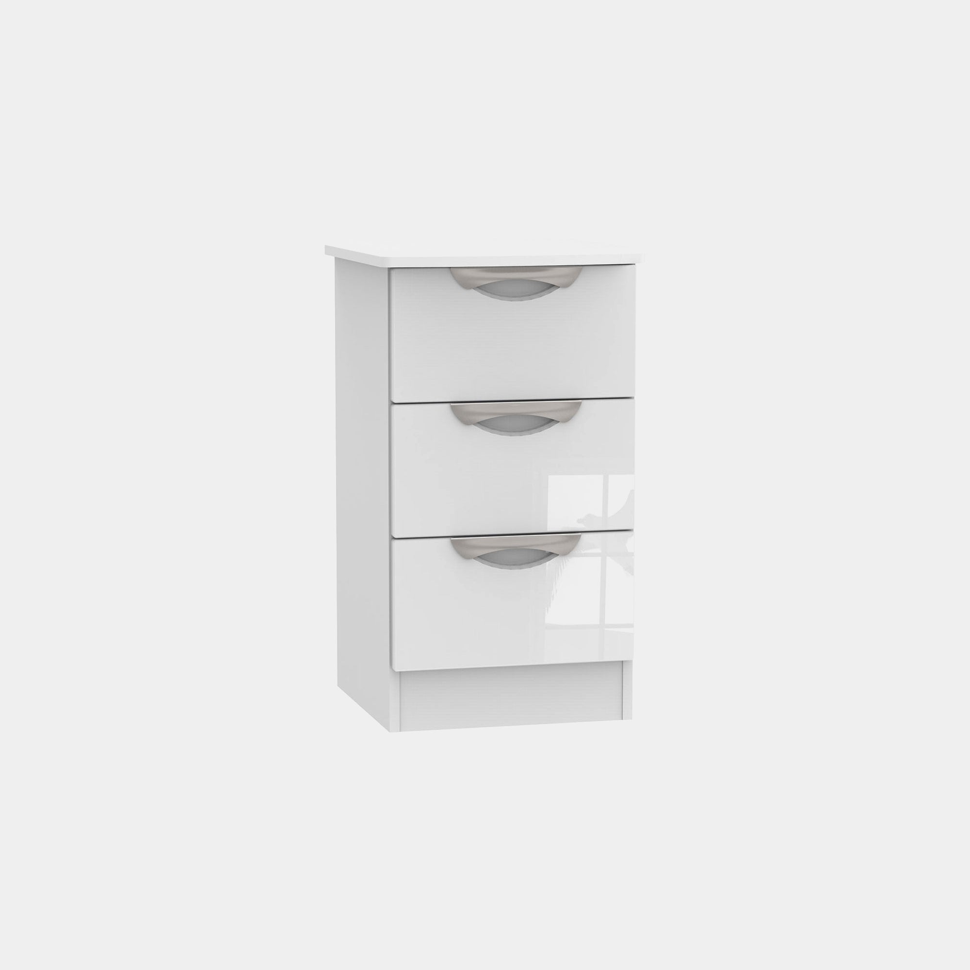 Stanford - 3 Drawer Bedside Chest White High Gloss Fronts And Base