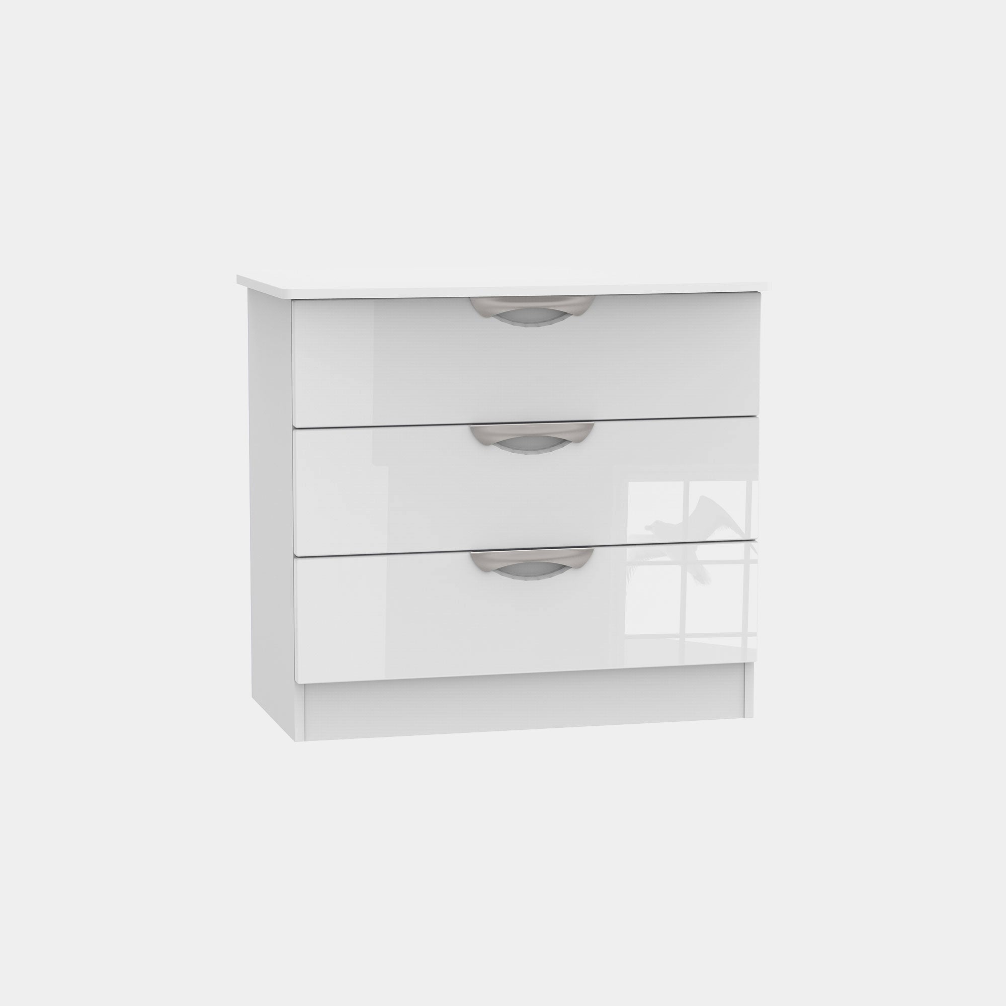 Stanford - 3 Drawer Chest White High Gloss Fronts And Base
