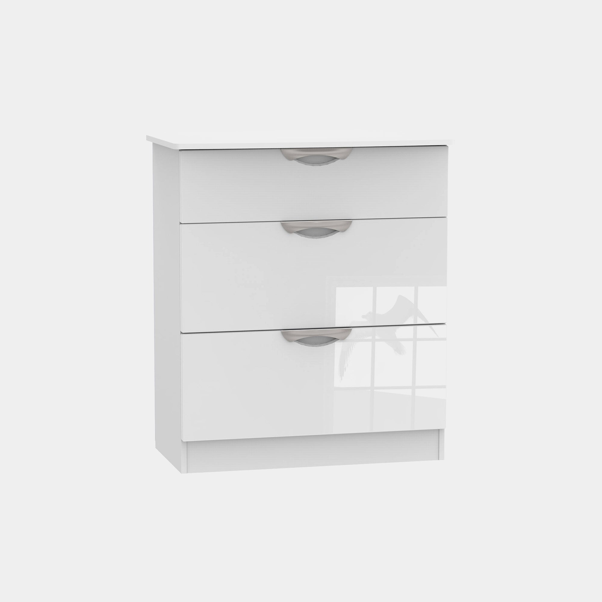 Stanford - 3 Drawer Deep Chest White High Gloss Fronts And Base