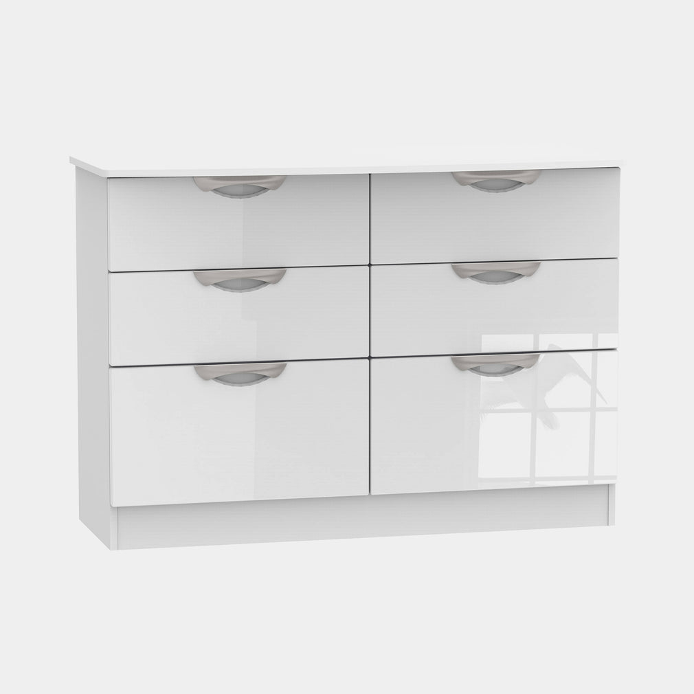 Stanford - 6 Drawer Midi Chest White High Gloss Fronts And Base