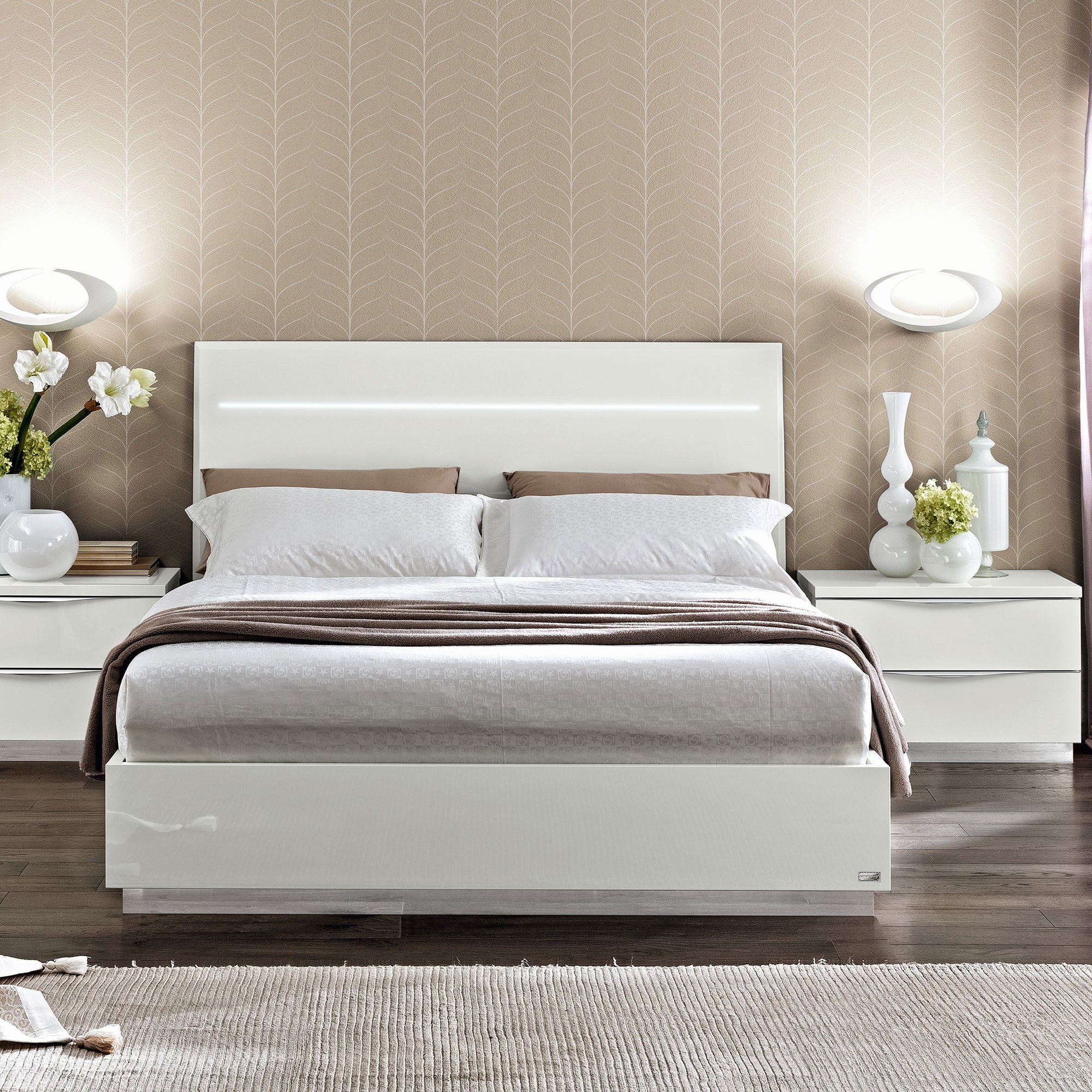 Treviso White - Ottoman Bed Frame King