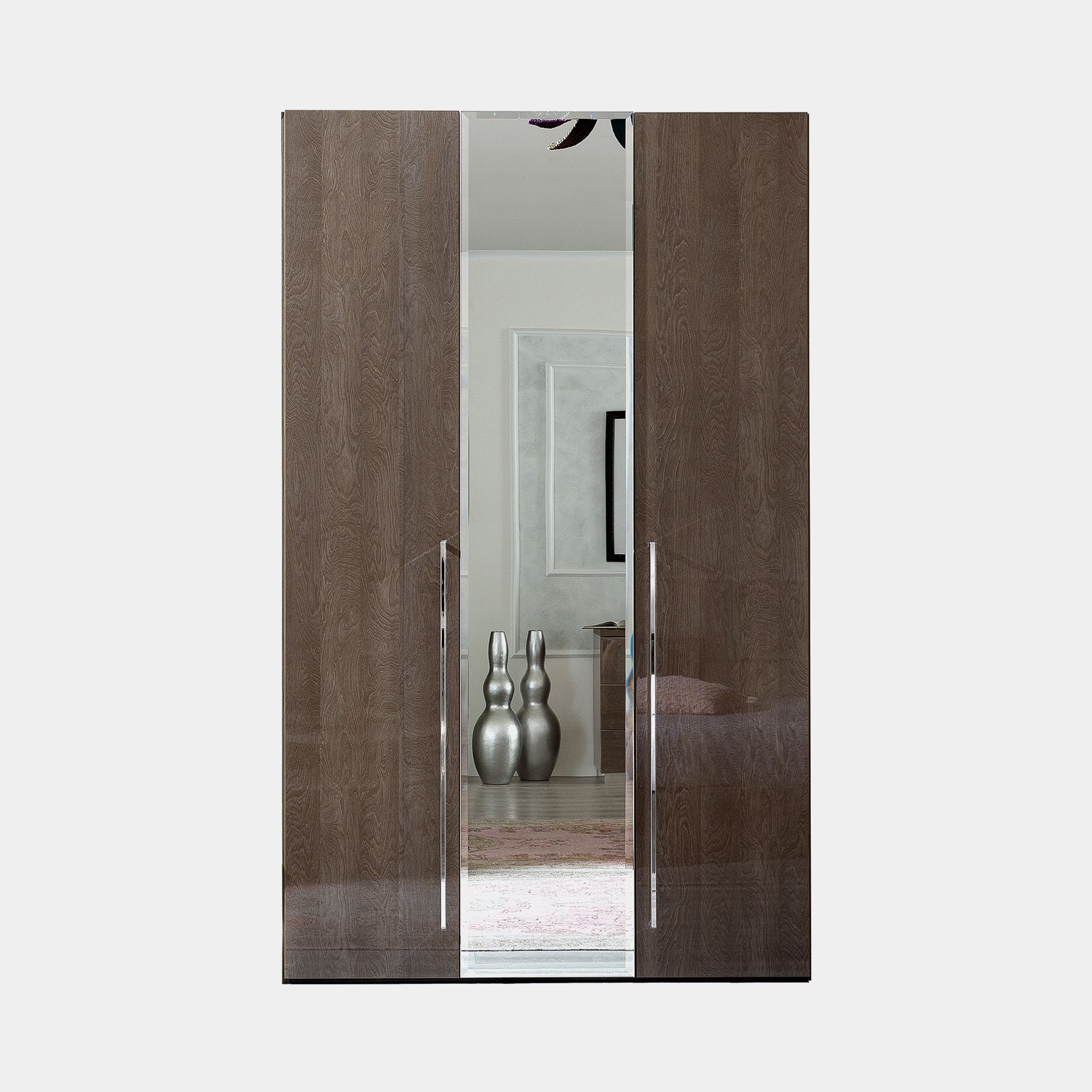 Treviso - Wardrobe 3 Doors with 1 Glass Door Silver Gey
