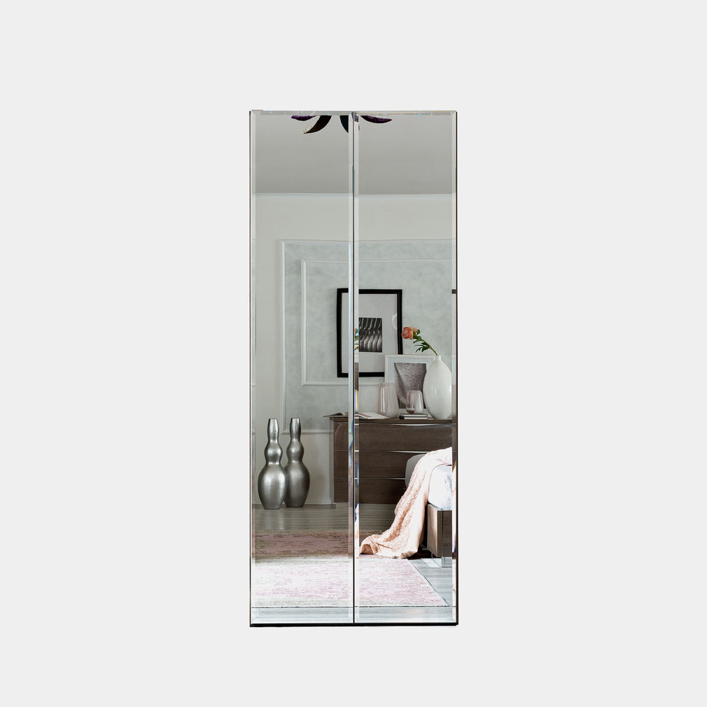 Wardrobe 2 Mirrored Doors  Silver Grey (Self Assembly Required)