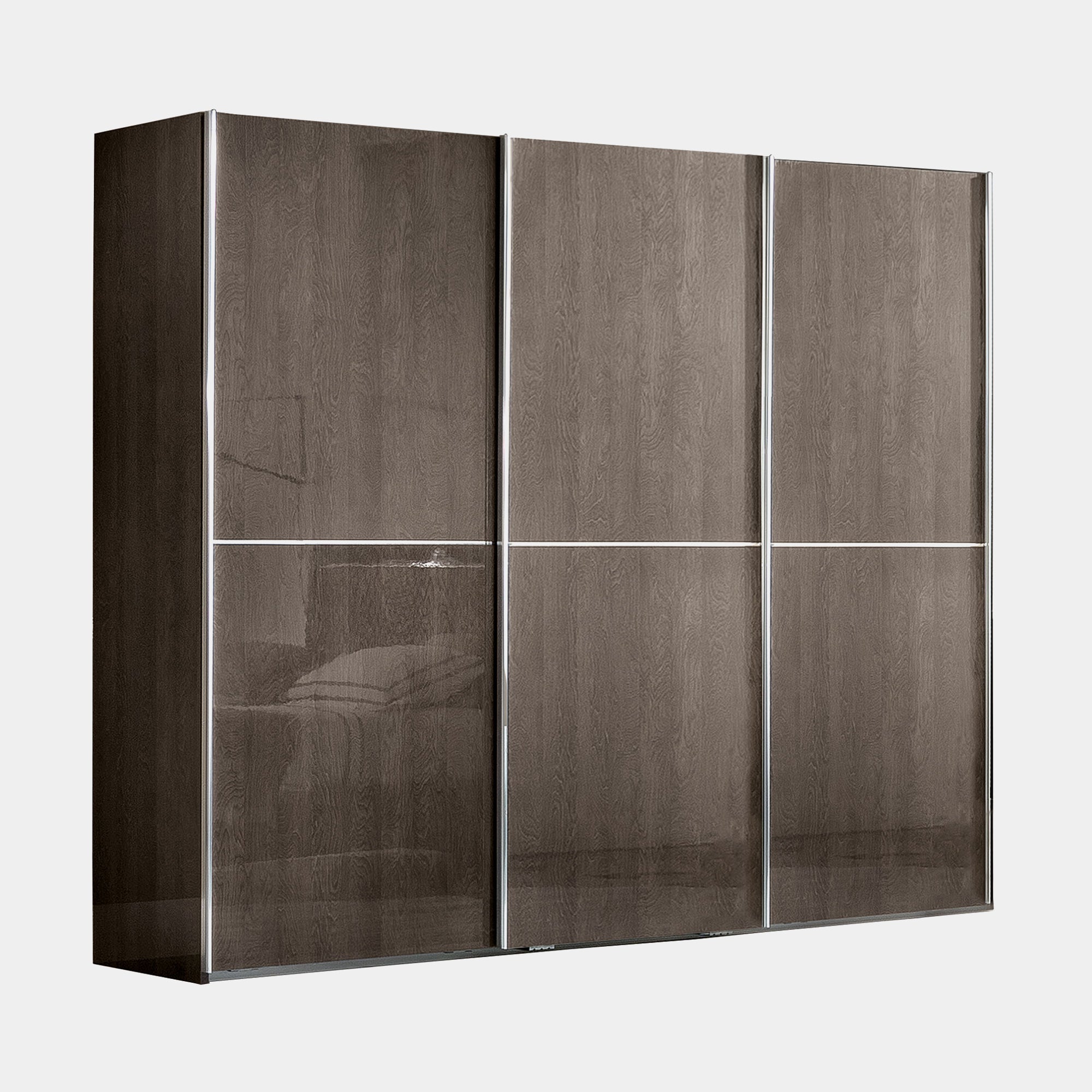 Treviso - Wardrobe 3 Wooden Sliding Doors Silver Grey