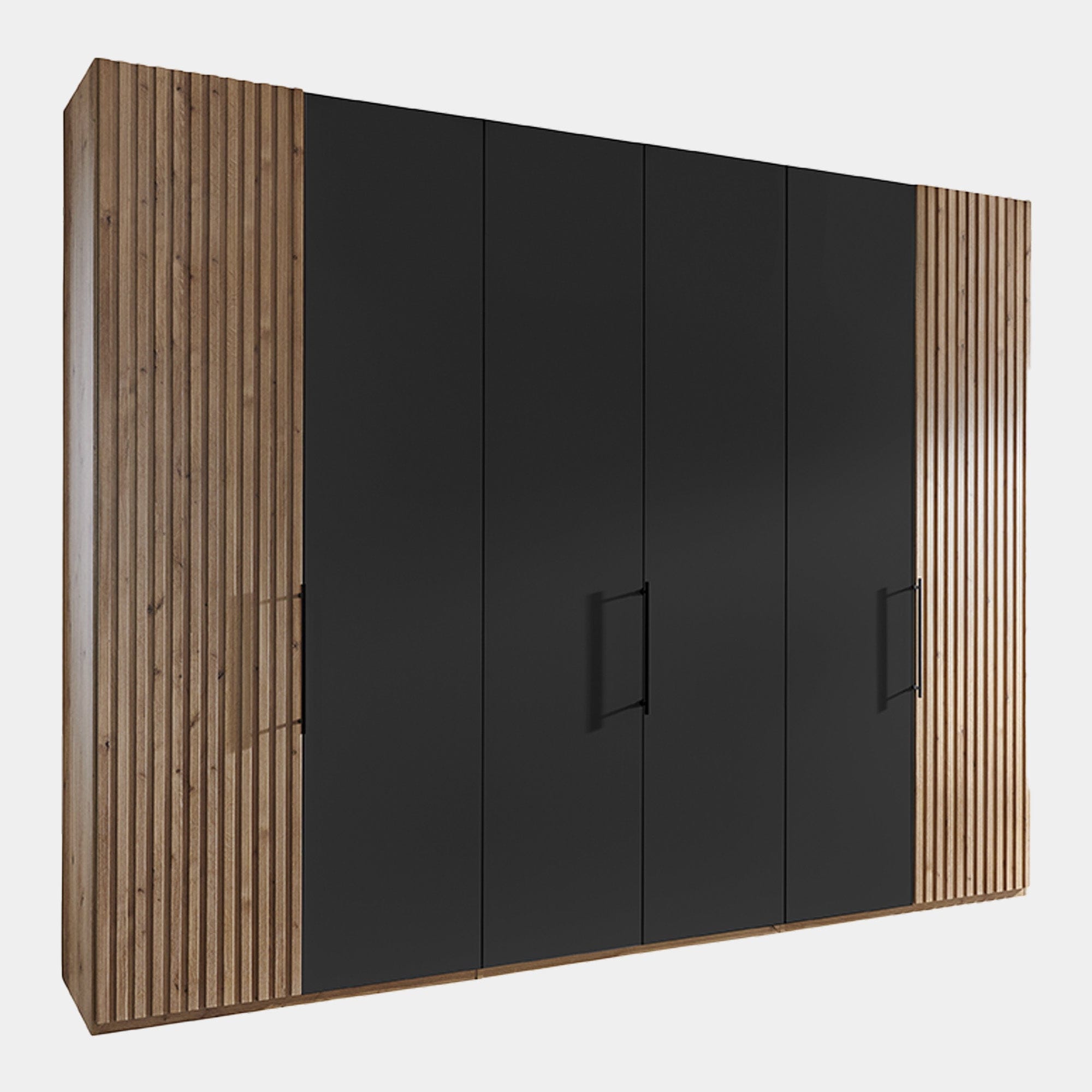 Lakewood - 300cm 6 Door Robe With Bianco Oak Decking Outer Doors /Centre Doors Graphite Colour