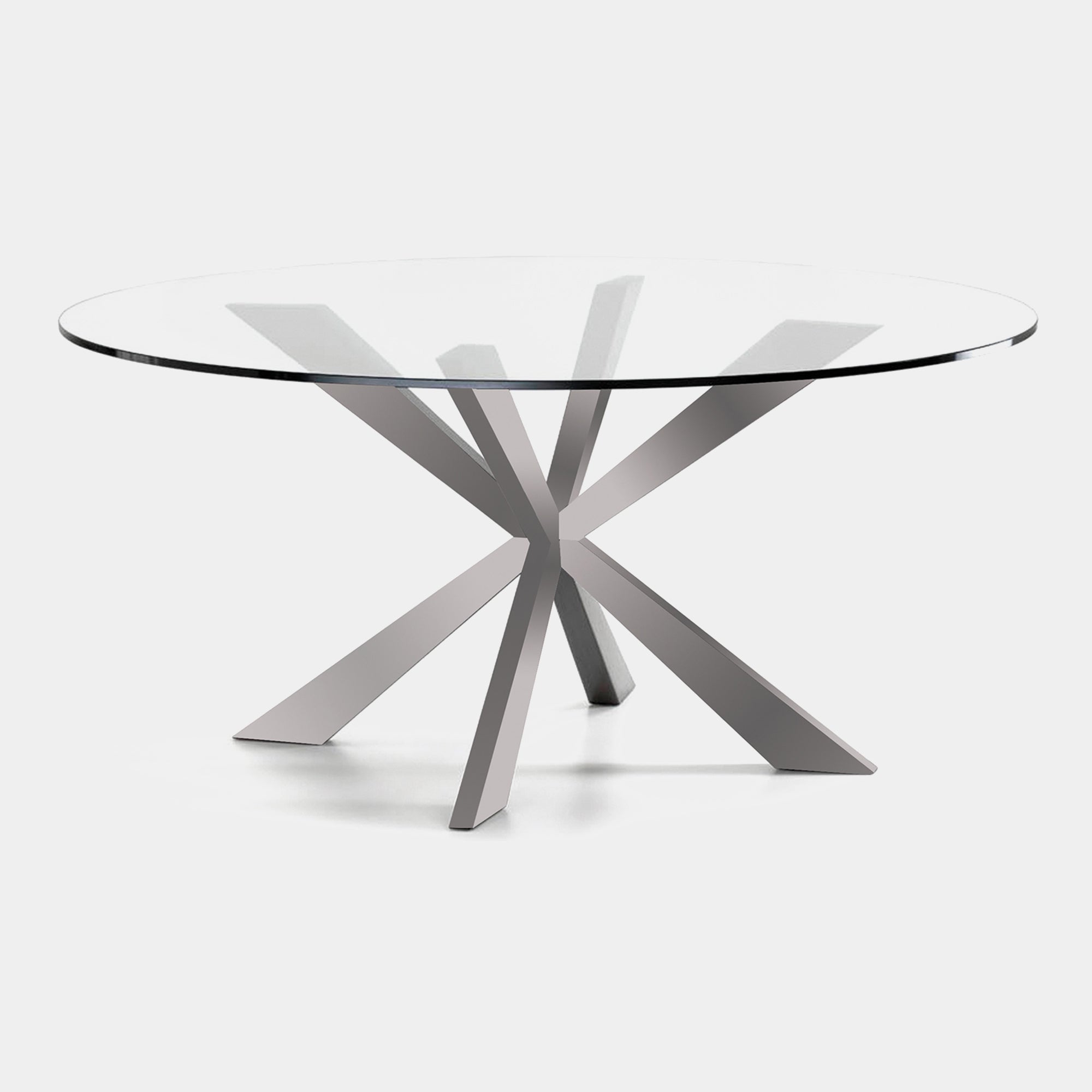 Cattelan Italia Spyder - Round Dining Table Inox Base With Clear Glass Top