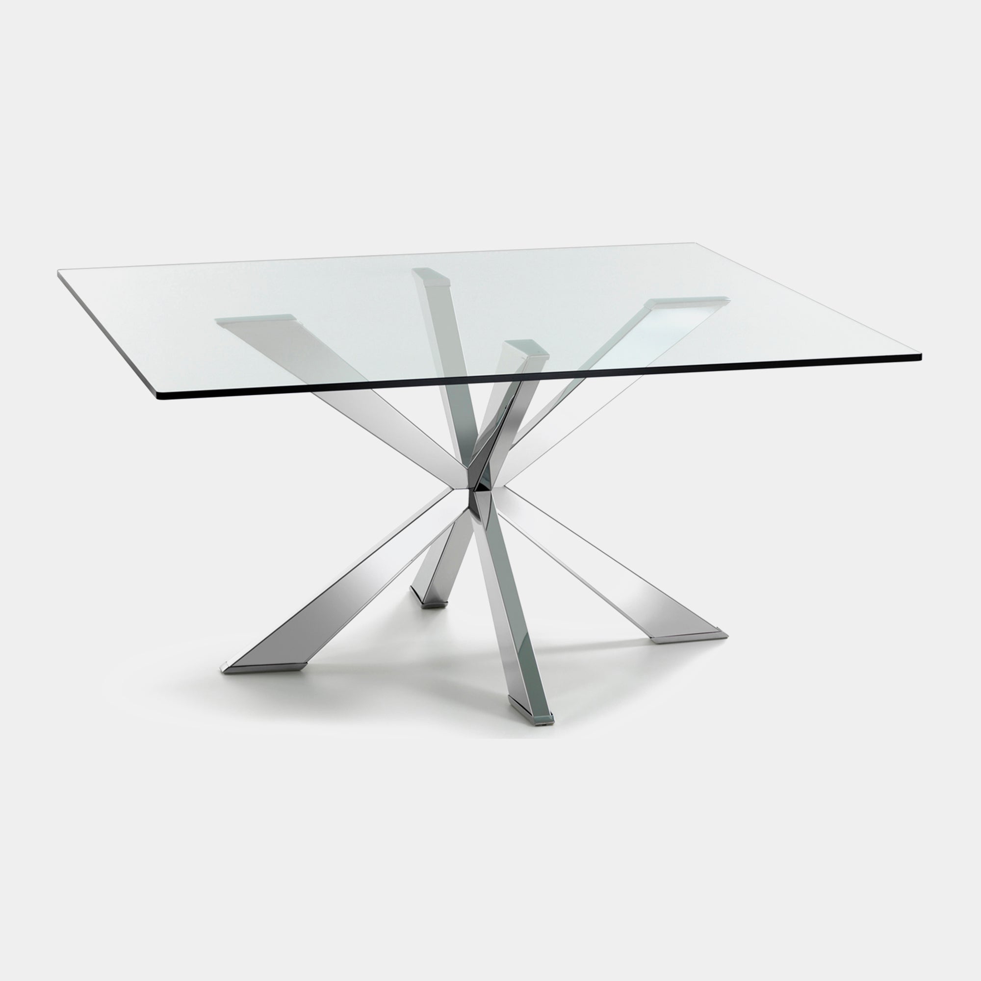 Cattelan Italia Spyder - Dining Table Inox Base With Clear Glass Top 140cm