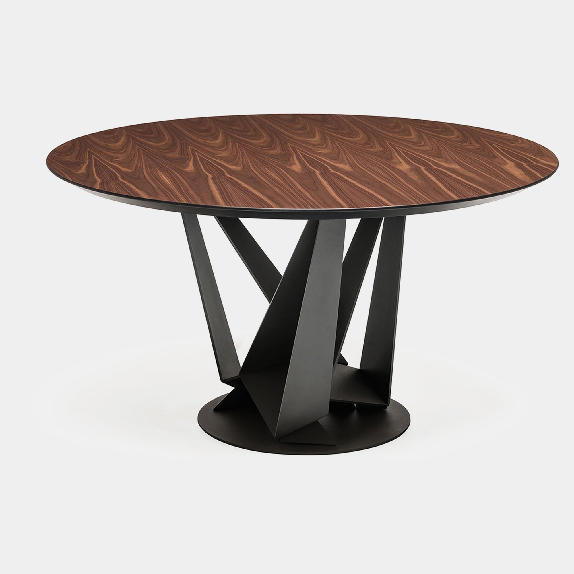 Cattelan Italia Skorpio Round - Dining Table With Black Legs & Walnut Top 140cm