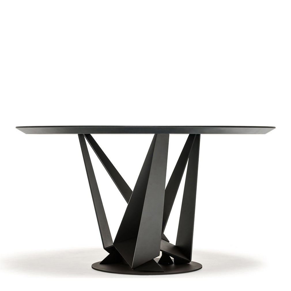 Cattelan Italia Skorpio Round - Dining Table With Black Legs & Walnut Top 140cm