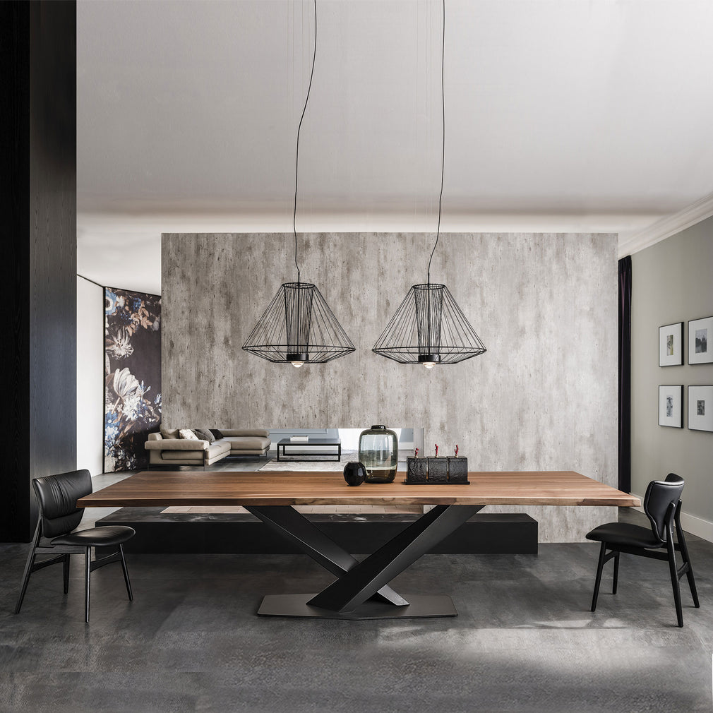 Cattelan Italia Stratos Wood - Dining Table With Black Legs & Walnut Top 200 x 100cm