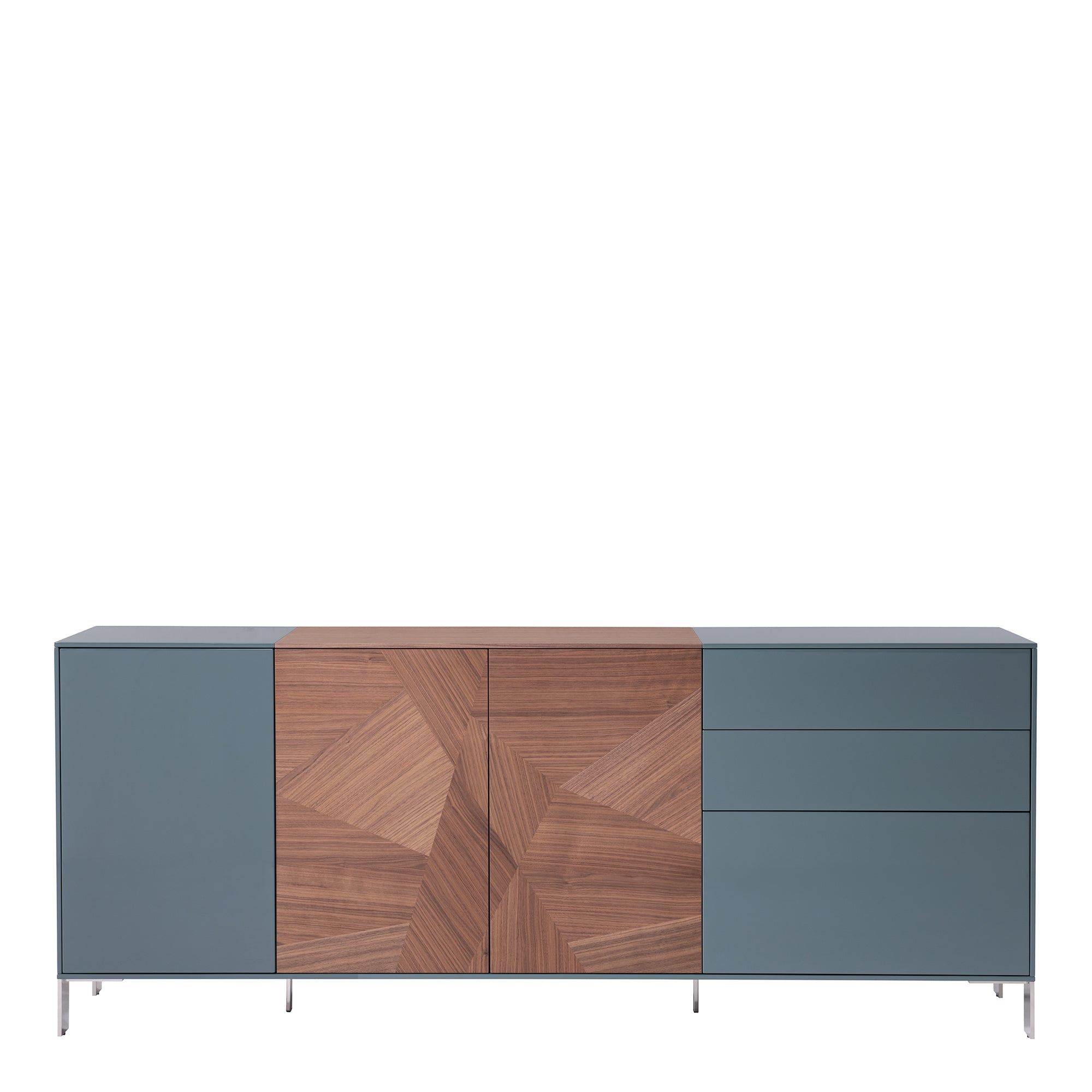 200cm 2 Drawer/3 Door/1 Drop Flap Sideboard Matte Laq/ Wood Detail