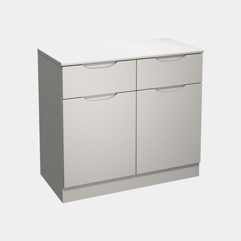 Compact Sideboard in Light Grey High Gloss Finish