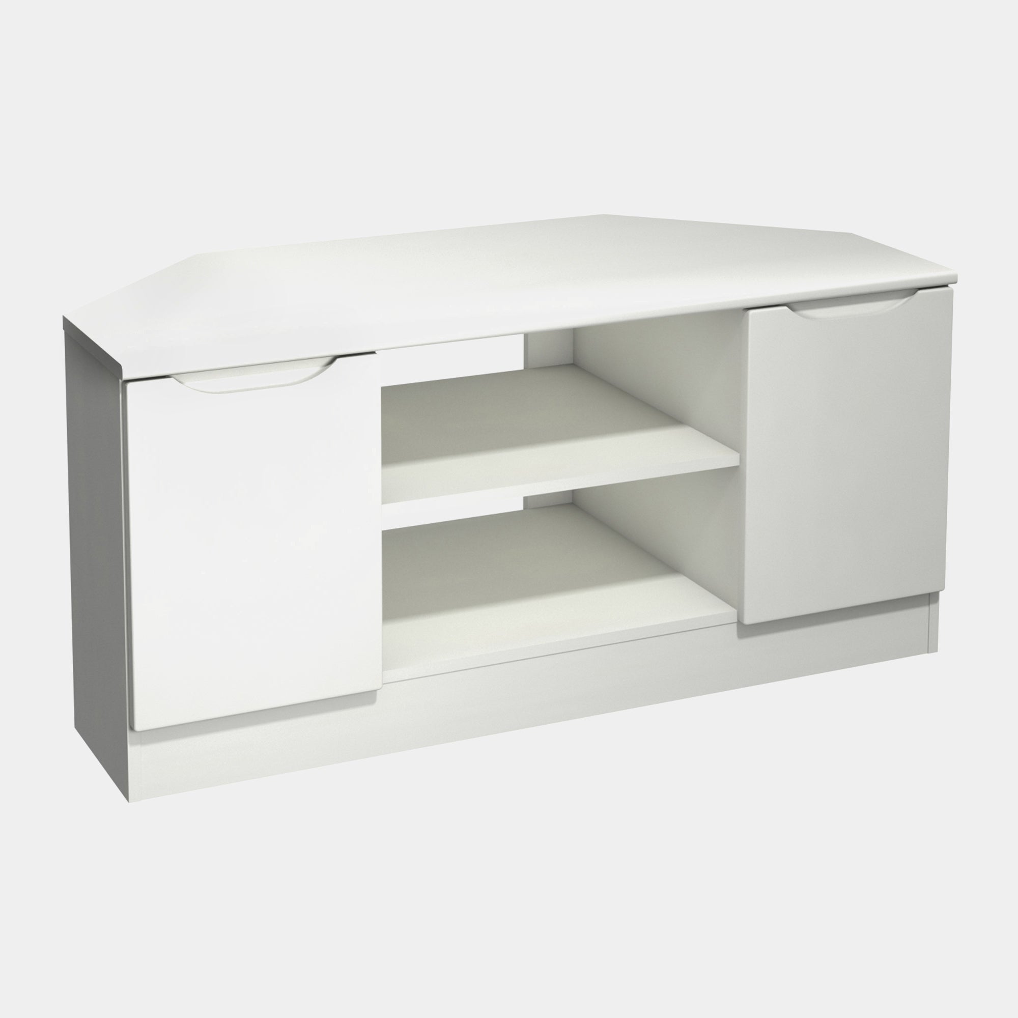 Corner TV Unit in White High Gloss Finish